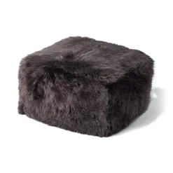 Firkantet puf | Langhåret | New Zealand | Læderbagside