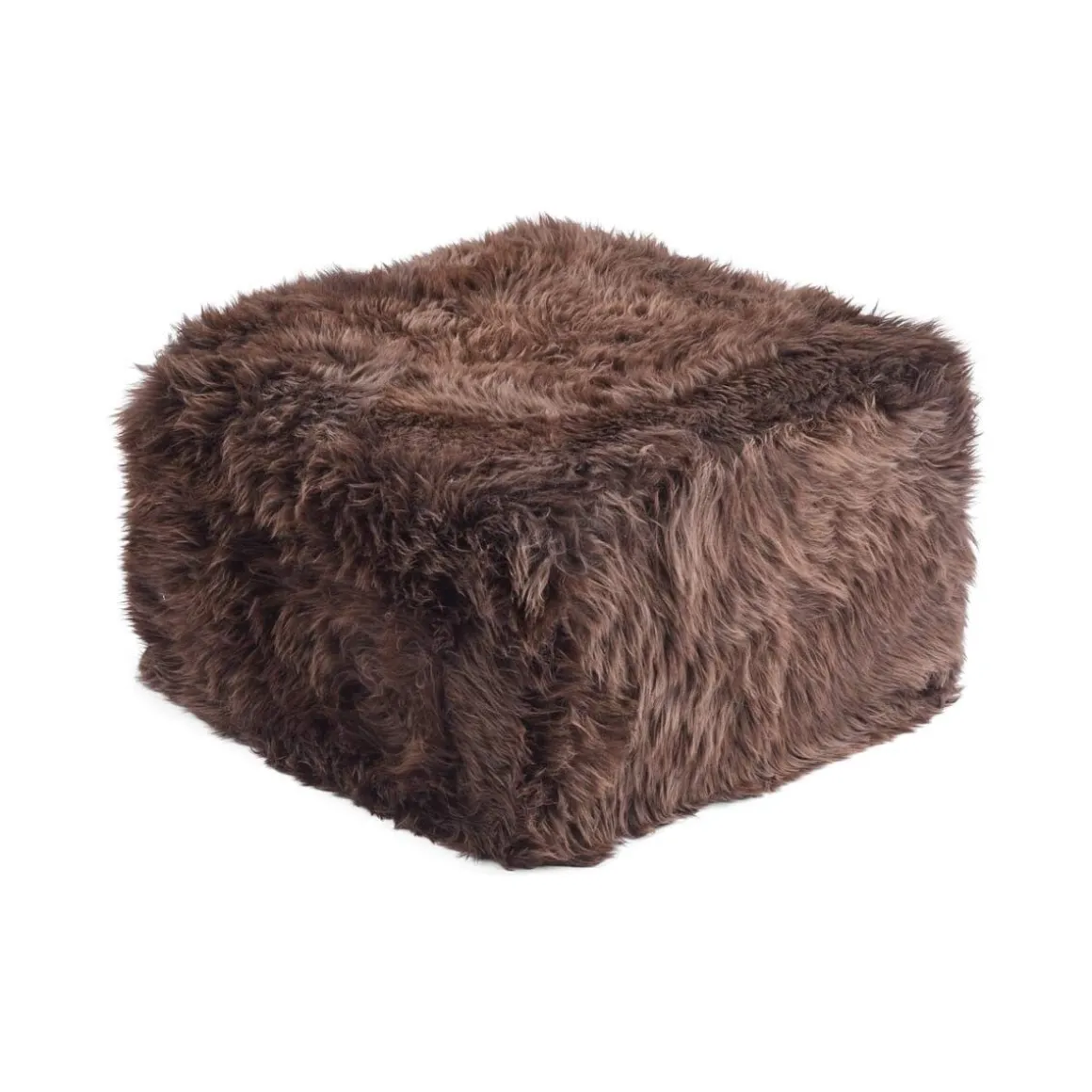 Firkantet puf | Langhåret | New Zealand | Læderbagside