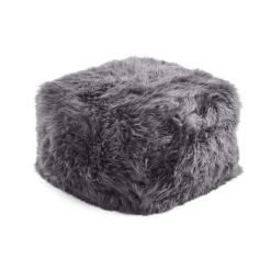 Firkantet puf | Langhåret | New Zealand | Læderbagside