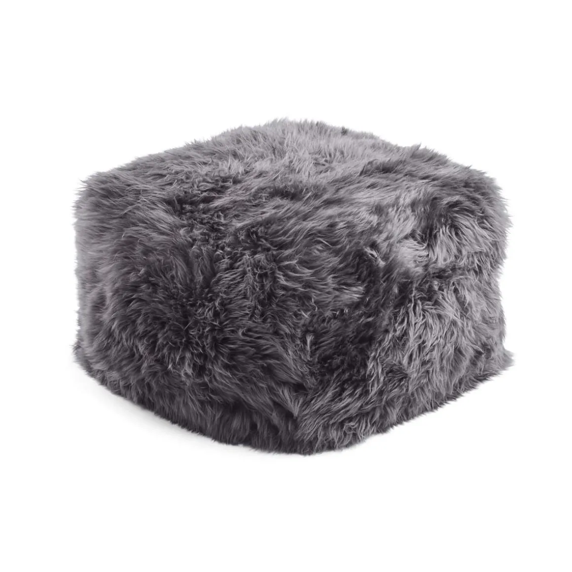 Firkantet puf | Langhåret | New Zealand | Læderbagside