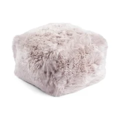 Firkantet puf | Langhåret | New Zealand | Læderbagside