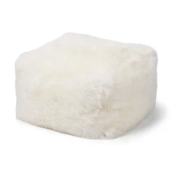 Firkantet puf | Langhåret | New Zealand | Læderbagside