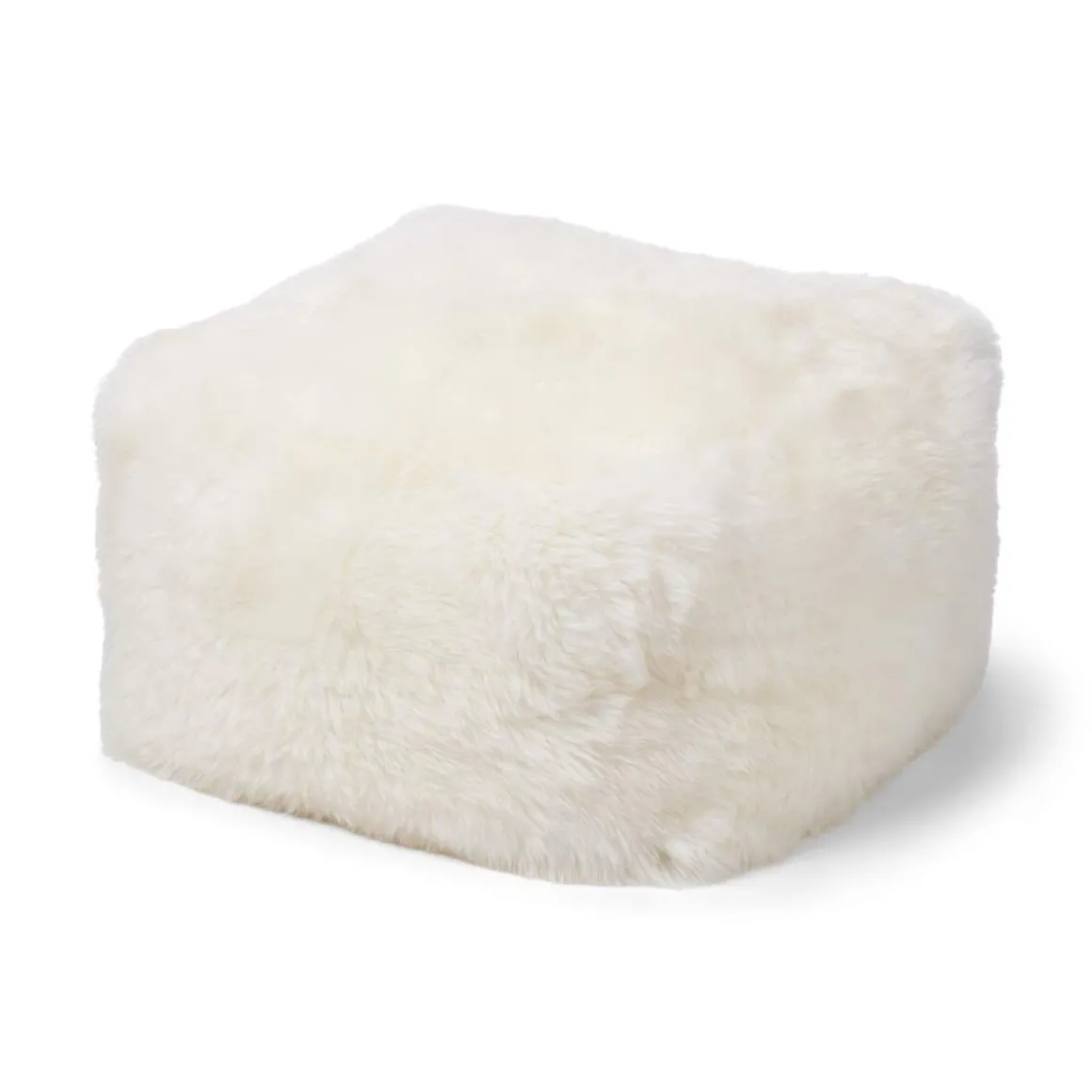 Firkantet puf | Langhåret | New Zealand | Læderbagside