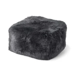 Firkantet puf | Langhåret | New Zealand | Læderbagside