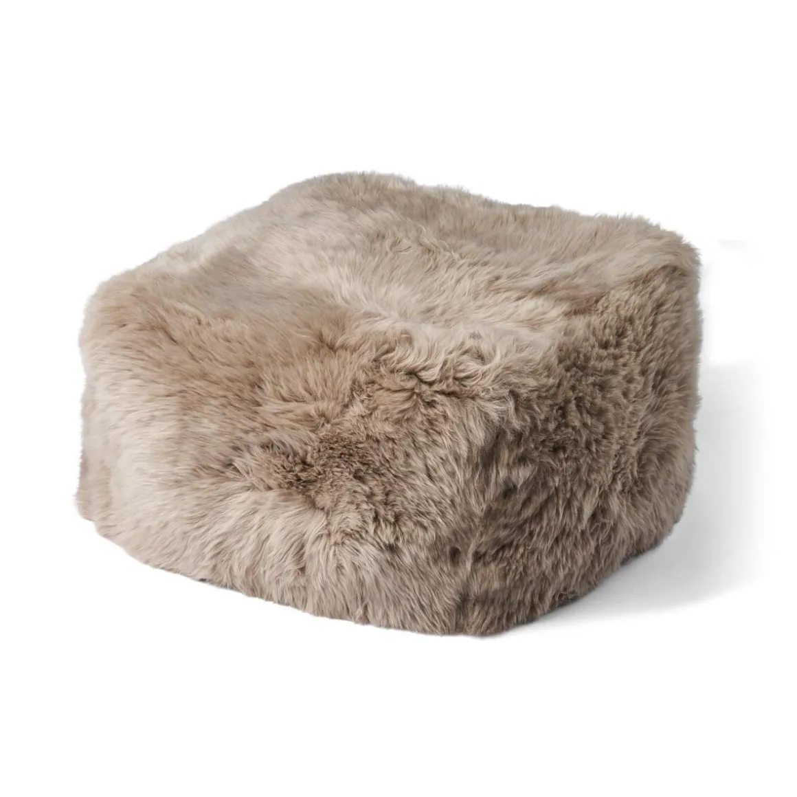 Firkantet puf | Langhåret | New Zealand | Læderbagside