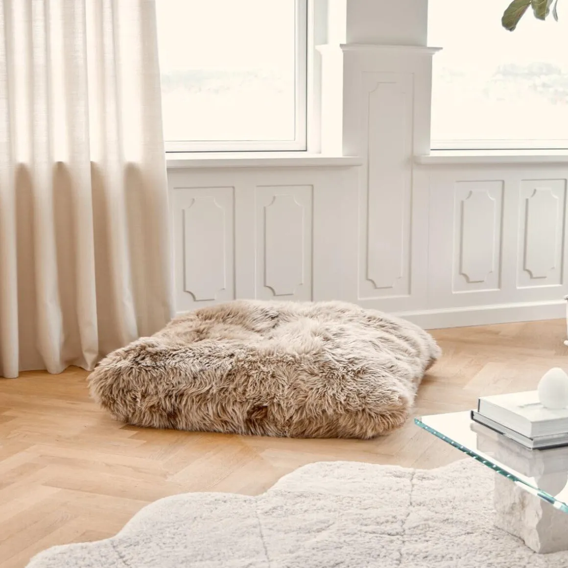 Maxi Float pude | Langhåret | New Zealand | Dobbeltsidet | 90x90 cm