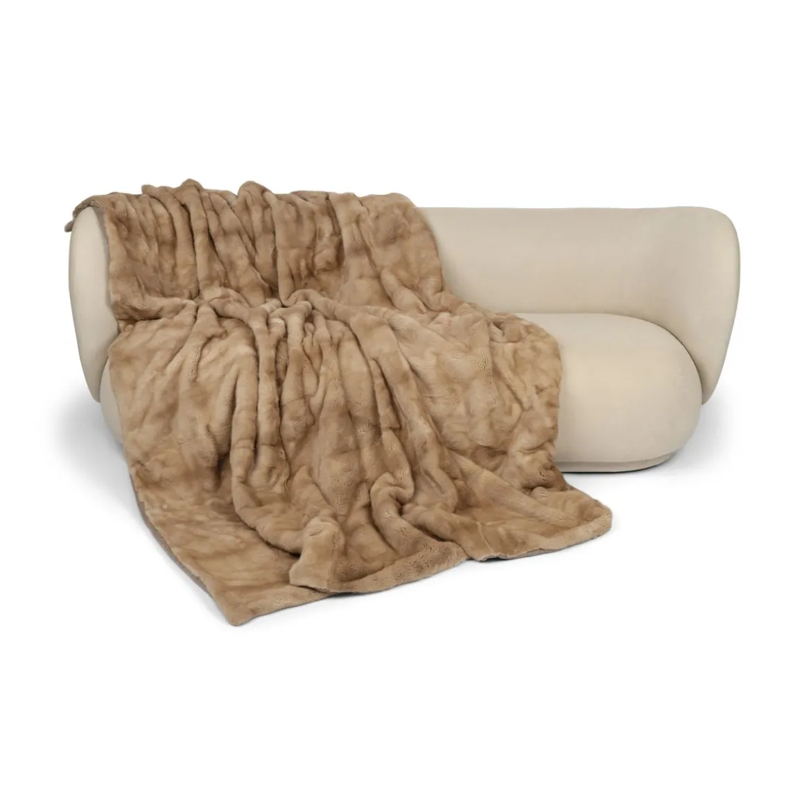 Minkplaid | Bagside af kashmir | Palomino | 200x210 cm